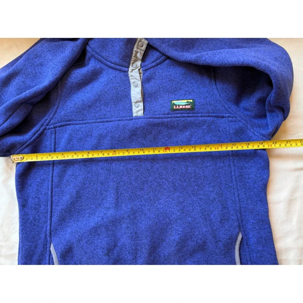 LL Bean Sweater Fleece Pullover Womens Medium Blue Snap Neck Jacket 292726